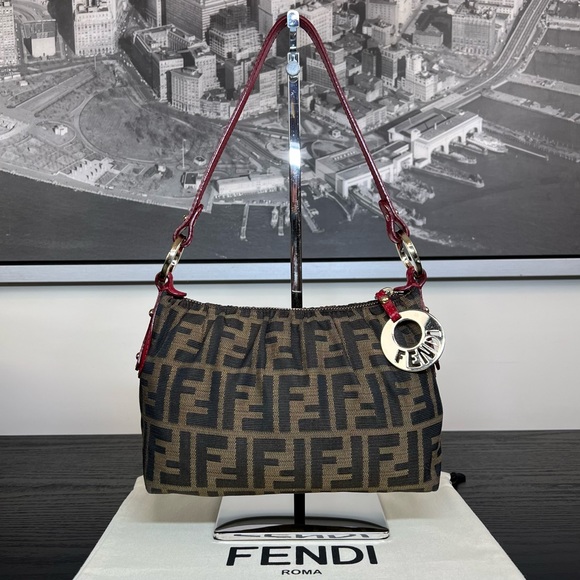 Fendi Handbags - Fendi Vintage Baguette Zucca FF Logo Monogram Y2k Pochette Shoulder Bag Purse